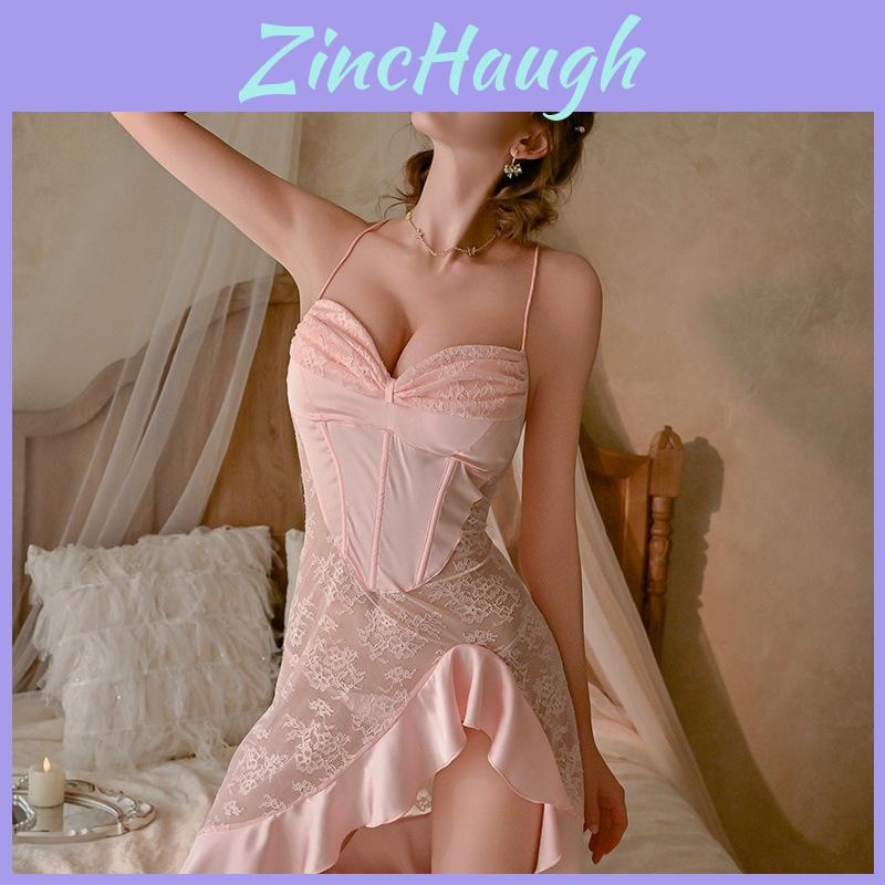 Youthful Satin Sleep Skirt With V Neck And Sleeveless Design For Lounge