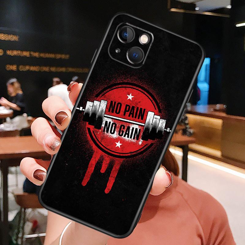 Без боли нет результата Фитнес-чехол для телефона iPhone 16 Pro Max 15 14 12 11 13 Pro Max Plus 12 13 Mini XR 16e Силиконовый чехол Funda