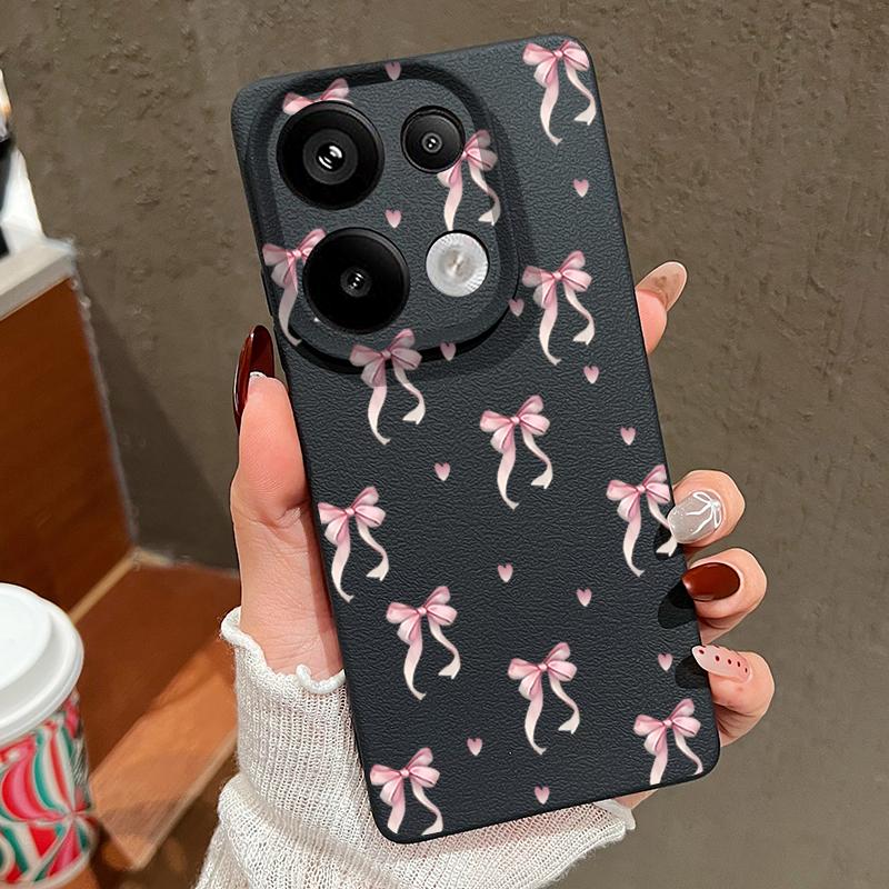 Чехол из мягкой кожи TPU с принтом банта для Xiaomi 13T Pro Poco X6 M6 Redmi Note 14 13 Pro 12 11, защита объектива, противоударный матовый тонкий чехол для телефона