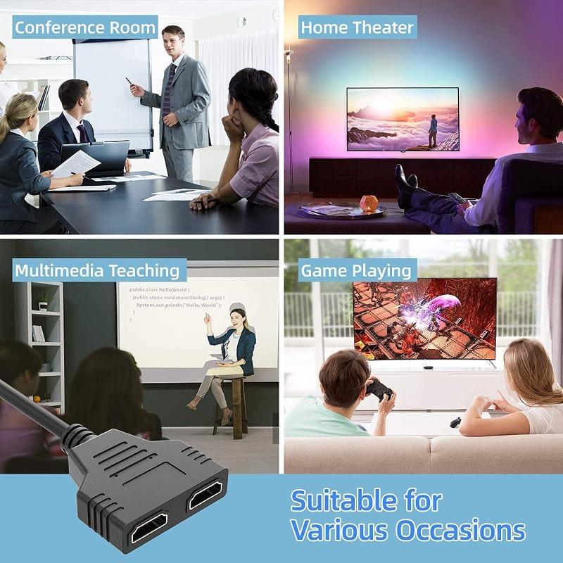 Разветвитель HDMI 1 в 2 выхода, Кабель, HDMI-разъем папа на 2 HDMI-разъема мама, Адаптер-конвертер 1 на 2 пути, 1 шт.
