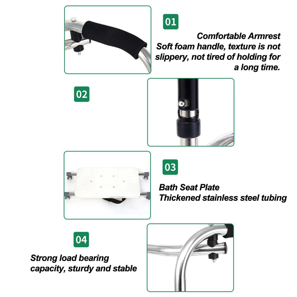 Narrow Walker Adjustable 6 Gears Stainless Steel Folding Elderly Walking Aid for Hospital Family