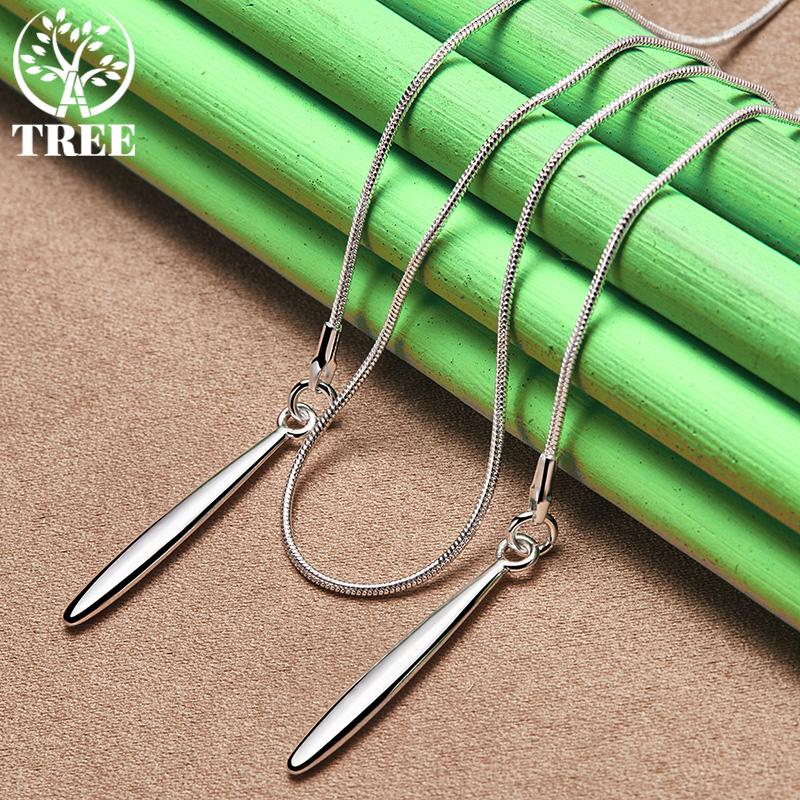 Nice 925 Sterling Silver Long Leaf Pendant Necklace Snake Chain Women Fashion Accessories Birthday Party Gifts Elegant Jewelry