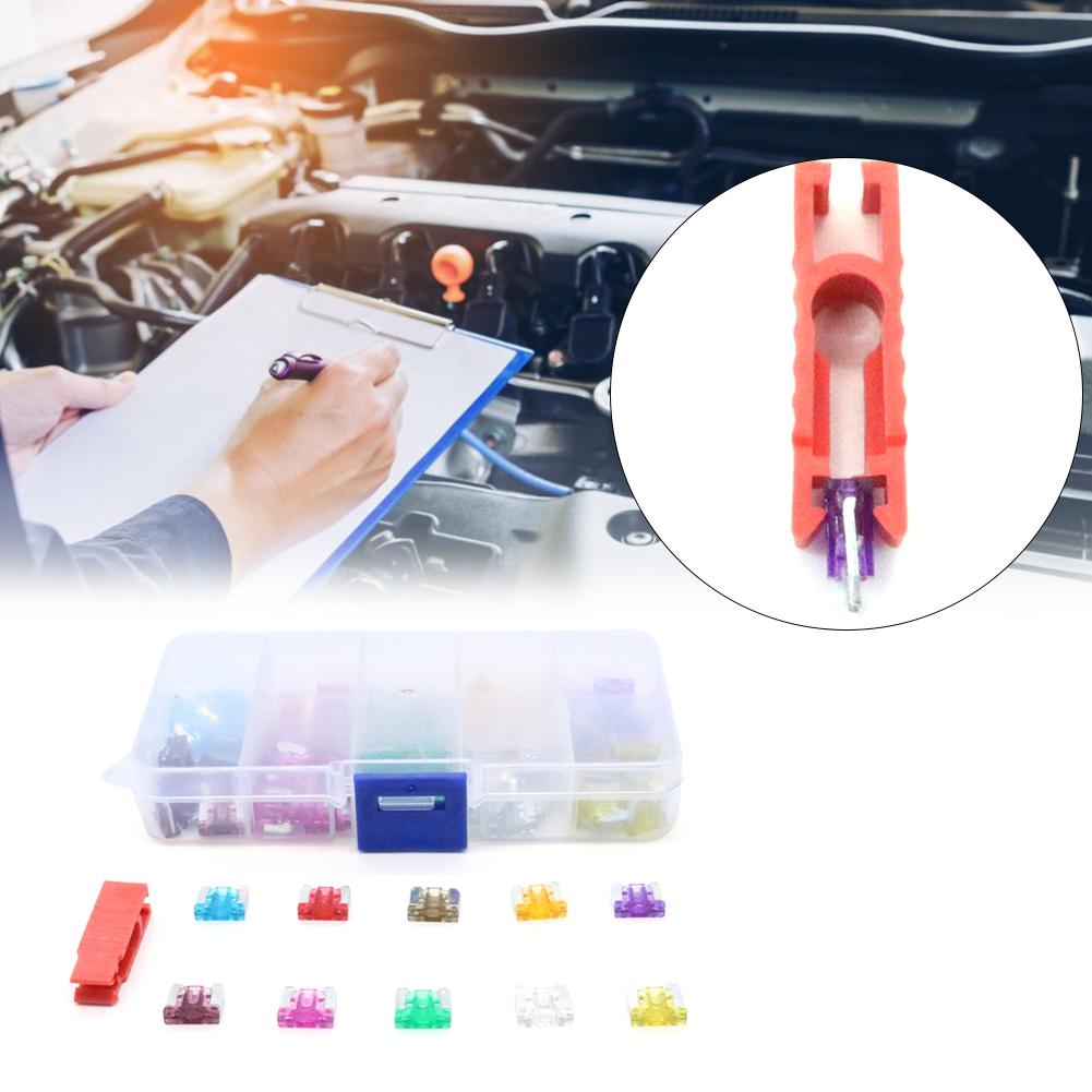 100 шт. автомобильных предохранителей 3A 5A 7.5A 10A 15A 20A 25A 30A 35A 40A с зажимом коробки набор автоматических предохранителей лезвийного типа для грузовиков