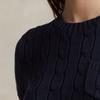 Polo Ralph Lauren SS24 однотонный вышитый логотип с косами, облегающий свитер с коротким рукавом, женский свитер Hunter-Navy WMPOSWENC020882-400