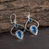 Swiss Blue Topaz 925 Sterling Silver Earrings, Handmade Gorgeous Silver Earrings, Topaz Gemstone Jewelry For Love