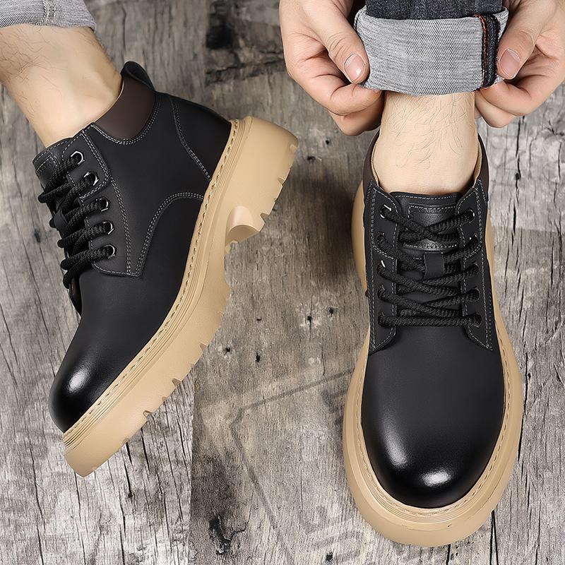 Мужские универсальные ботильоны на шнуровке, рабочая обувь, повседневные высокие ботинки в стиле ретро для мужчин, натуральная кожа, мужские мотоциклетные ботинки