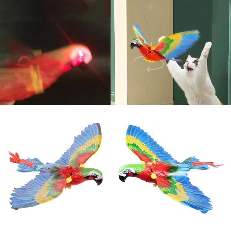 Electric Bird Cats Toy Battery Powered Realistic Birds that Fly Interactive Toys Teaser Wand Toy for Kitten for Play