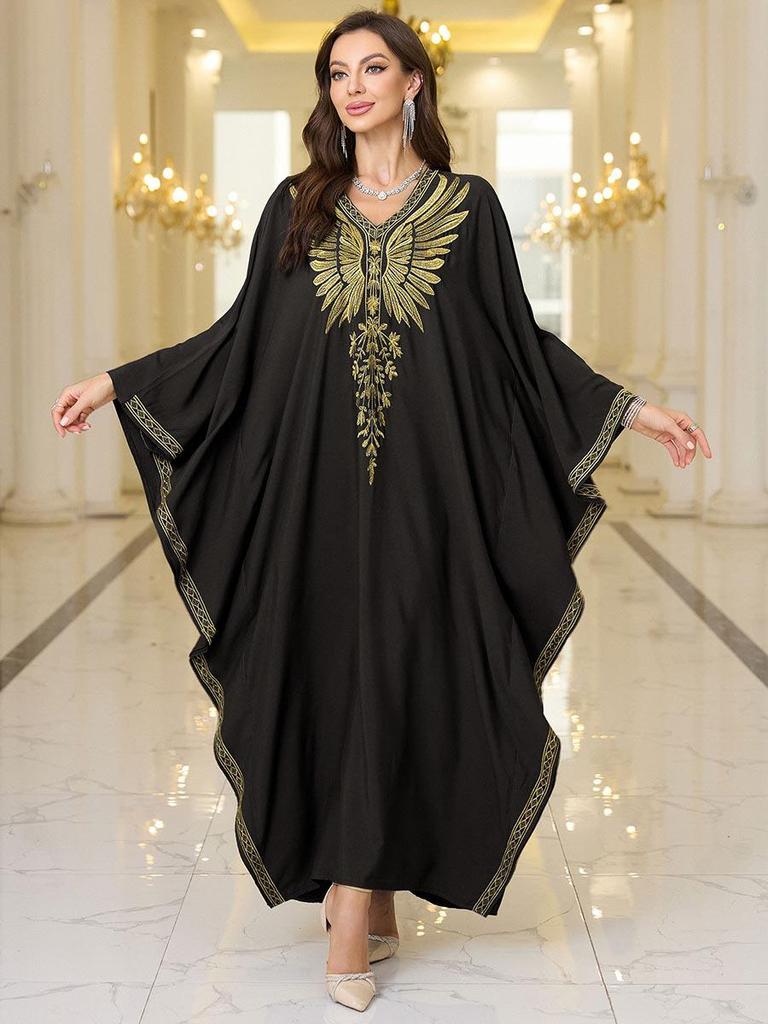 2025 European & American Cotton Embroidered Beach Cover-up Robe Style Dress