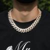 Personalized hip hop 20mm flip buckle necklace male Cuban set double row zircon fashion domineering light luxury trendy necklace