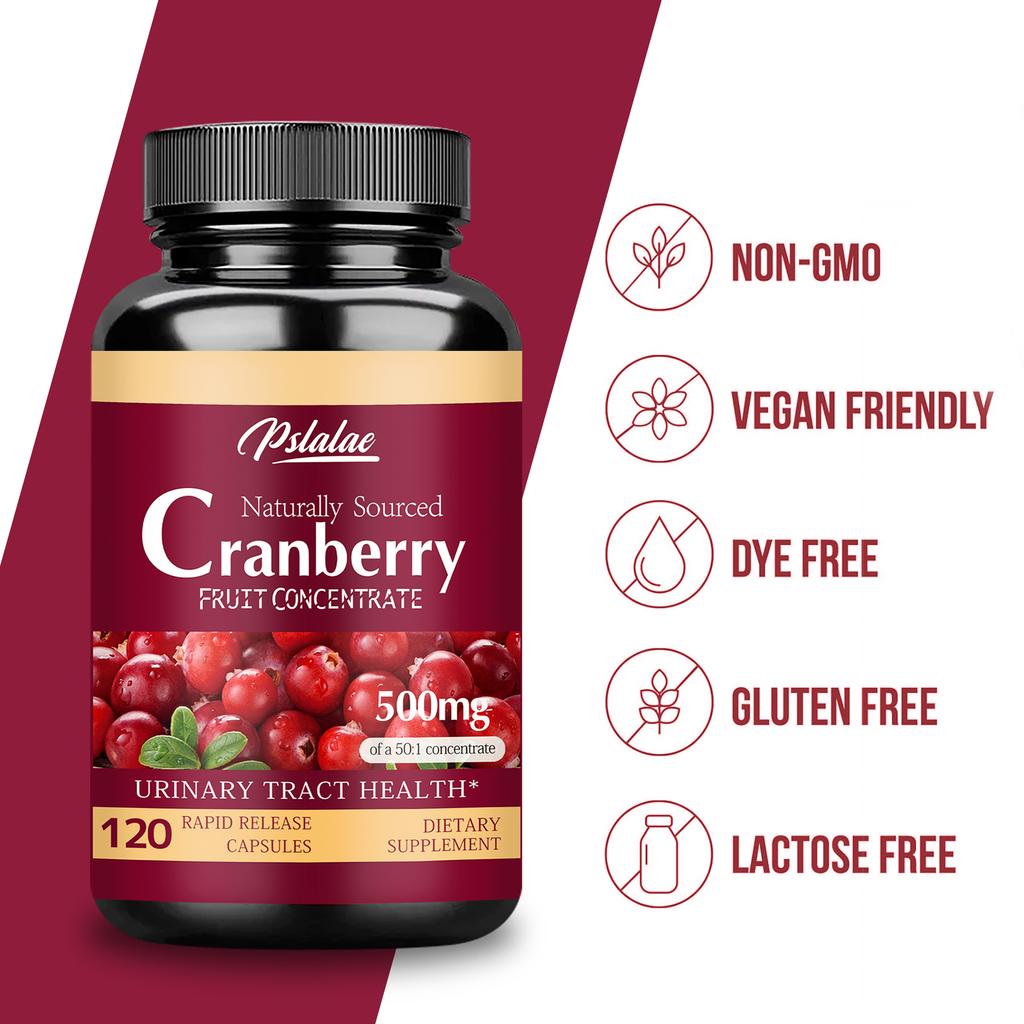 Pslalae Cranberry Fruit Concentrate Capsules 120 Count 500mg — Daily Wellness, Nutritional Support, Antioxidant Support