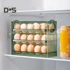 Ящик для хранения яиц с ручкой, большой вместимости, многослойный дизайн, экономящий место, держатель для яиц, органайзер для кухни и холодильника
