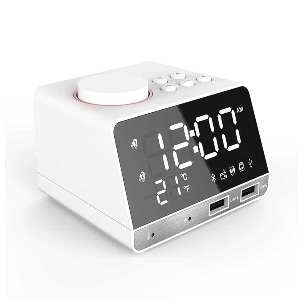 Bluetooth 4.2 FM-радио динамик с 2 USB-портами светодиодный цифровой будильник домашний декор повтор настольные часы температура