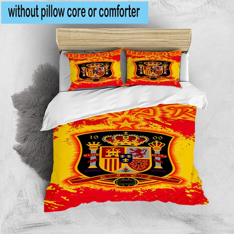 3pcs Spain FC Crest Printed Bedding Set Duvet Cover Closure Includes 1 Duvet Cover & 2 Pillowcases Bedding Sets Home Decor Gifts