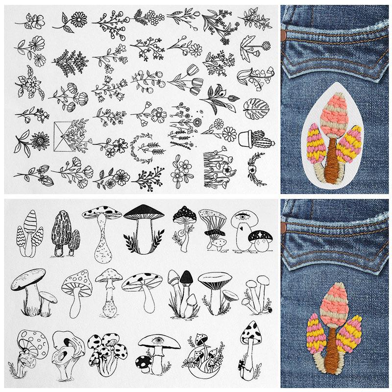 A Variety of Patterns Embroidery Cloth Stickers Hand Embroidery DIY Material Bag Hand Live Water Soluble Embroidery