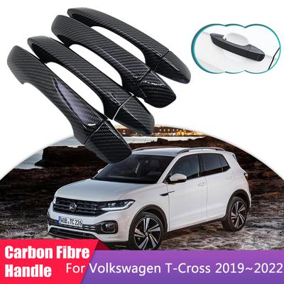 Накладка на дверную ручку из углеродного волокна для Volkswagen VW T-Cross C11 2022, Стайлинговые наклейки, внешние наклейки для автомобиля