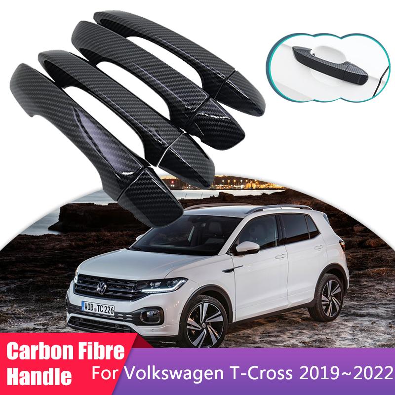 Накладка на дверную ручку из углеродного волокна для Volkswagen VW T-Cross C11 2022, Стайлинговые наклейки, внешние наклейки для автомобиля