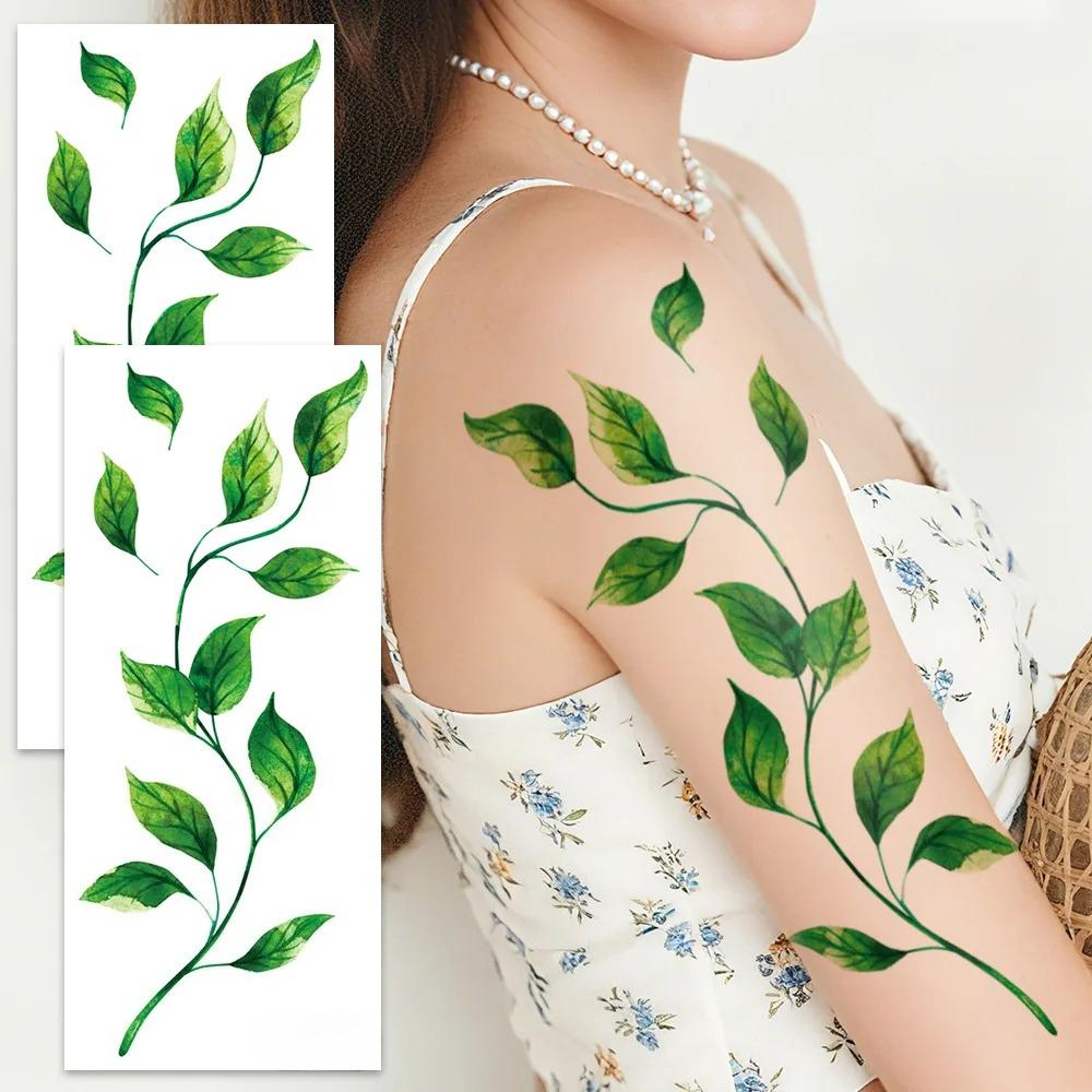 Large Realistic Vine Tattoos 2 Sheets - Waterproof Leaf Body Art Stickers For Women, Party & Events