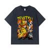 275 GSM Washed T-shirts 100% Cotton Demon Slayer V87 Zenitsu Print Unisex Heavy Cotton T Shirt