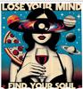 Vintage Shower Curtain, Galaxy Themed Retrospective Lose Your Mind Lettering Woman Vine Mars, Cloth Fabric Bathroom De