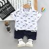 Детский костюм для мальчиков от 0 до 5 лет, летняя рубашка из чистого хлопка с усами + модные красивые шорты, комплекты из двух предметов
