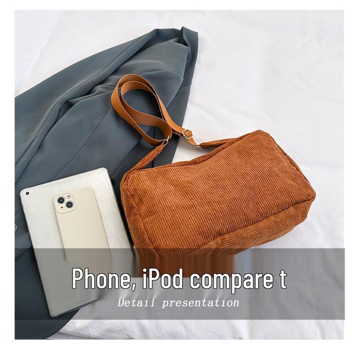 Большая ретро вельветовая холщовая сумка-тоут на плечо для женщин 2023 - Повседневная сумка кроссбоди для студентов