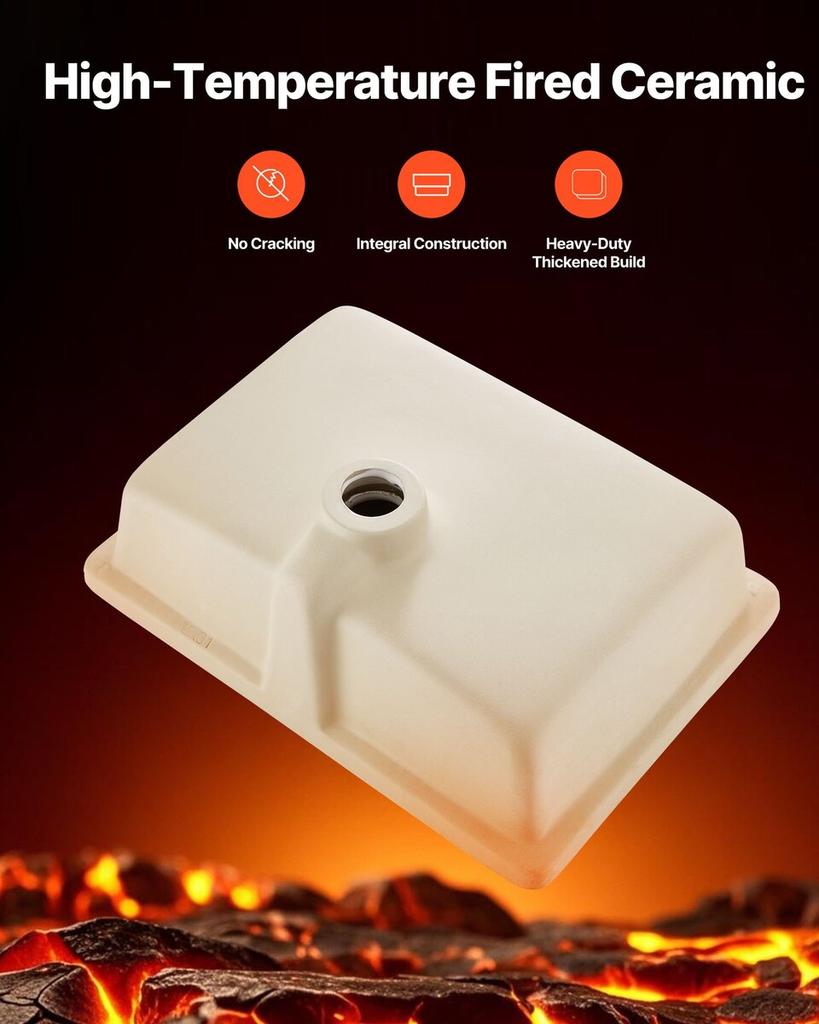 Undermount Bathroom Sink, 470 x 335 mm Rectangular White Ceramic Vessel Sink with Overflow Hole, Under Counter Drop in Modern Lavatory Vanity Bath