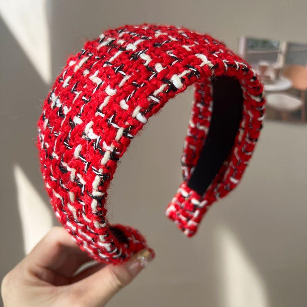 Handmade Craftsmanship Hair Hoop Tweed Fabric Wide Headband Elegant Anti-Slip Headband  Daily Use