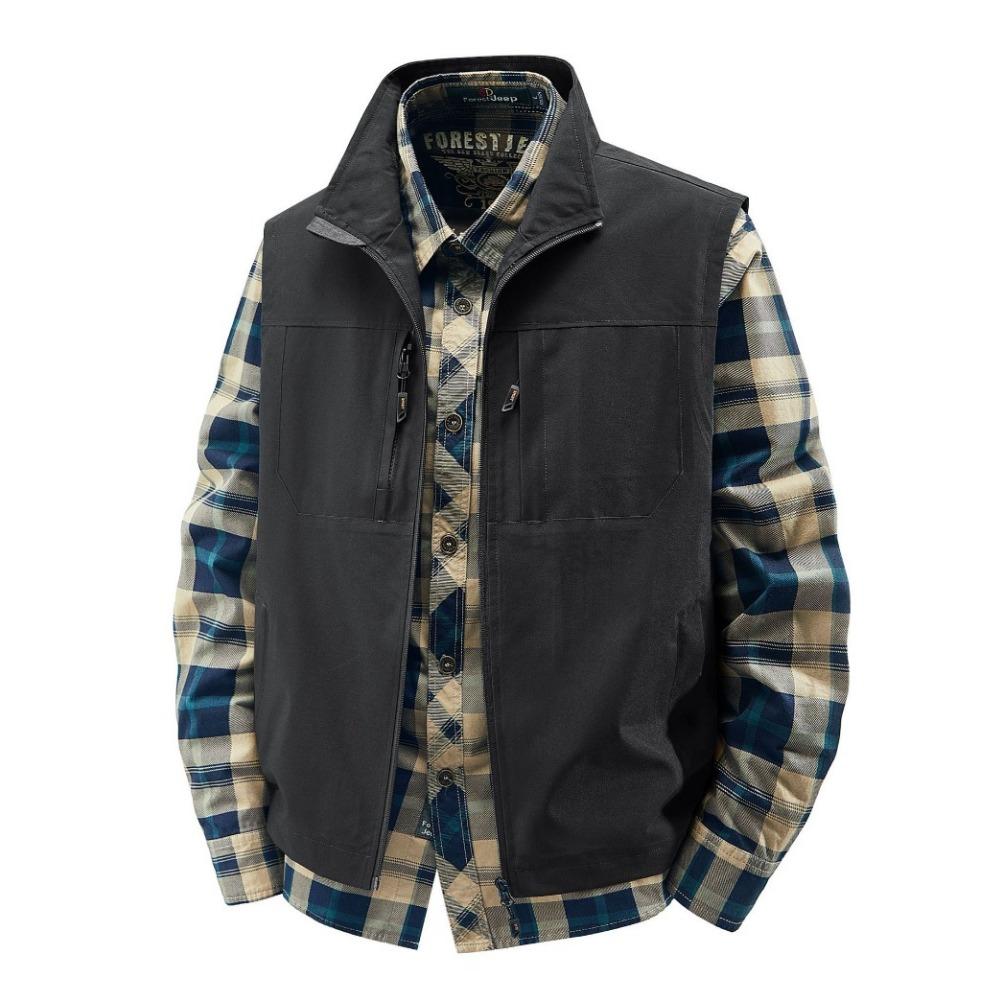 Летний мужской уличный дышащий жилет без рукавов Мужской повседневный жилет с несколькими карманами Мужской карго сафари рабочий жилет Большой размер 6XL