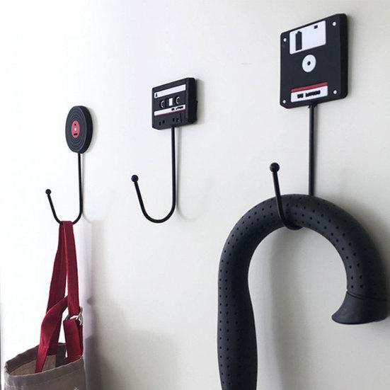 Ретро-лента Виниловая пластинка Жесткий диск Настенный крючок Одежда Шляпа Сумки Вешалка для двери дома