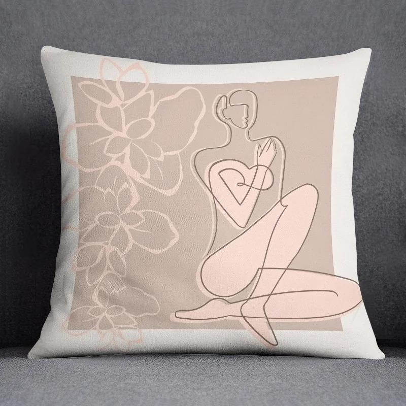 Office Living Room Home Pillowcase Abstract Illustration Style Printed Pillowcase Car Ornaments