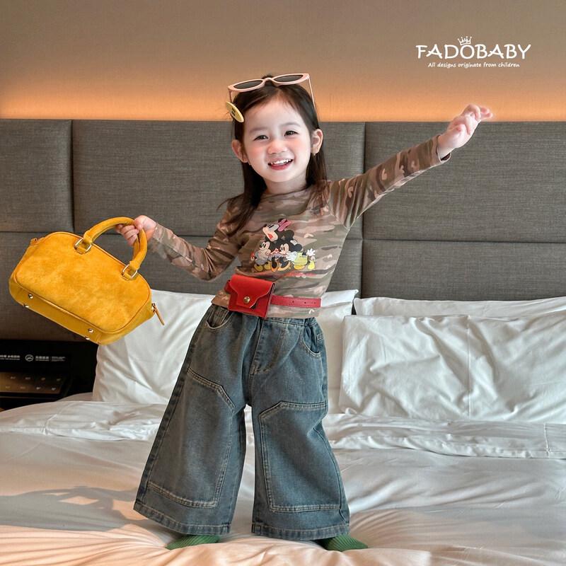 FADOBABY Женские свободные джинсовые брюки-клеш в корейском стиле