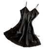 Women Nightwear Sexy Mini Nightgowns Deep V Straps Skirts Tempatation Silk Lace Sleepwear