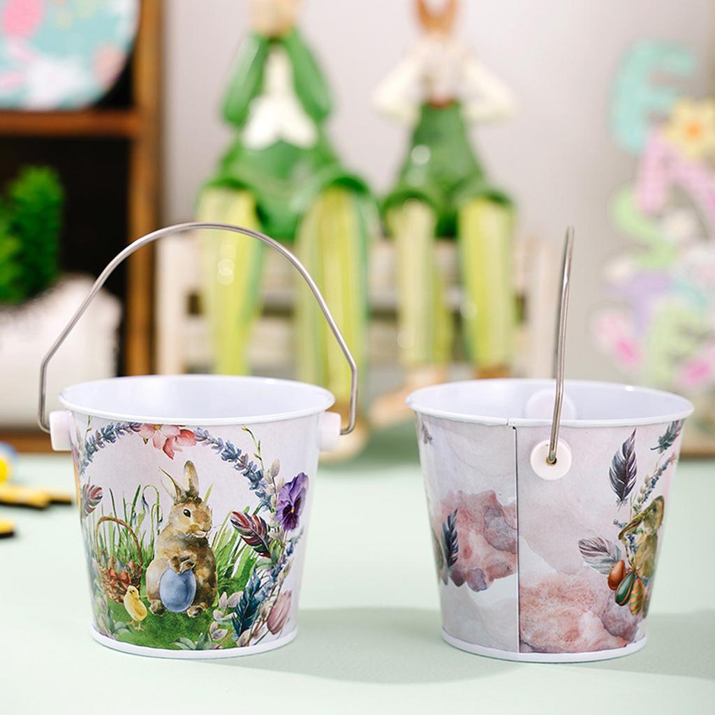 Кованая Железная Коробка для Хранения Пасхальное Яйцо Заяц, Ведро для Хранения Конфет и Подарков, Жестяная Коробка для Хранения