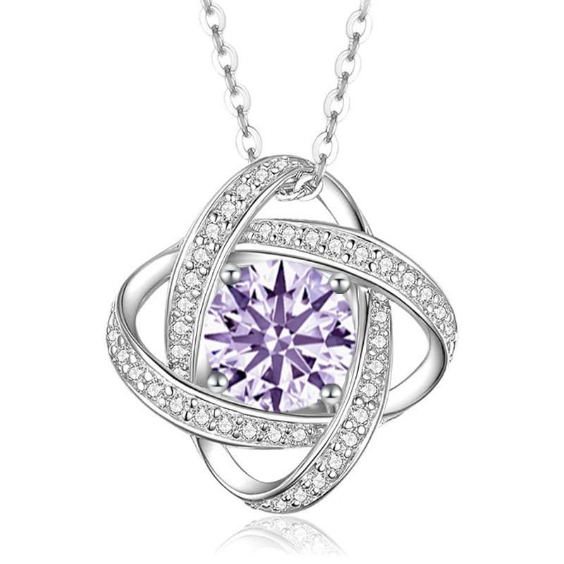Sterling Clover Pendant Necklace With Full Crystal Zircon Adjustable Chain Women Daily Wear