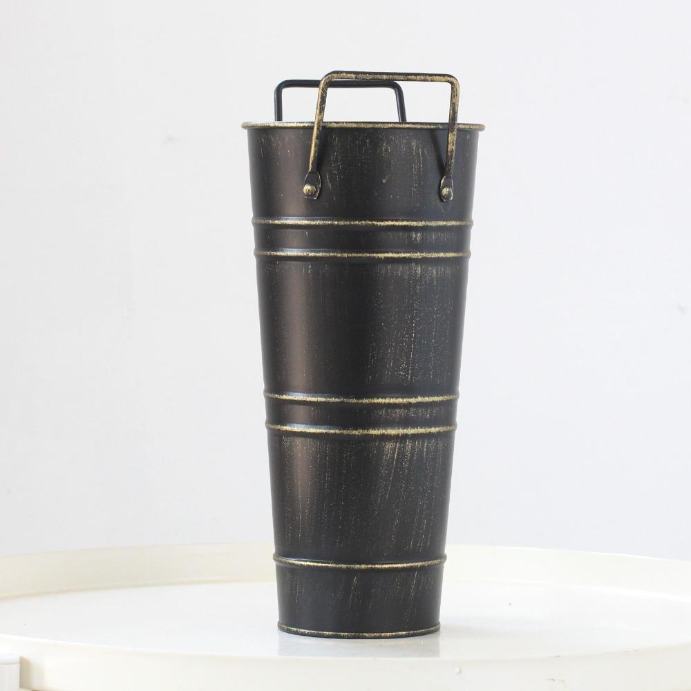Retro Style Iron Vase Pastoral Style Flower Pot New Flower Arranging Bucket Office