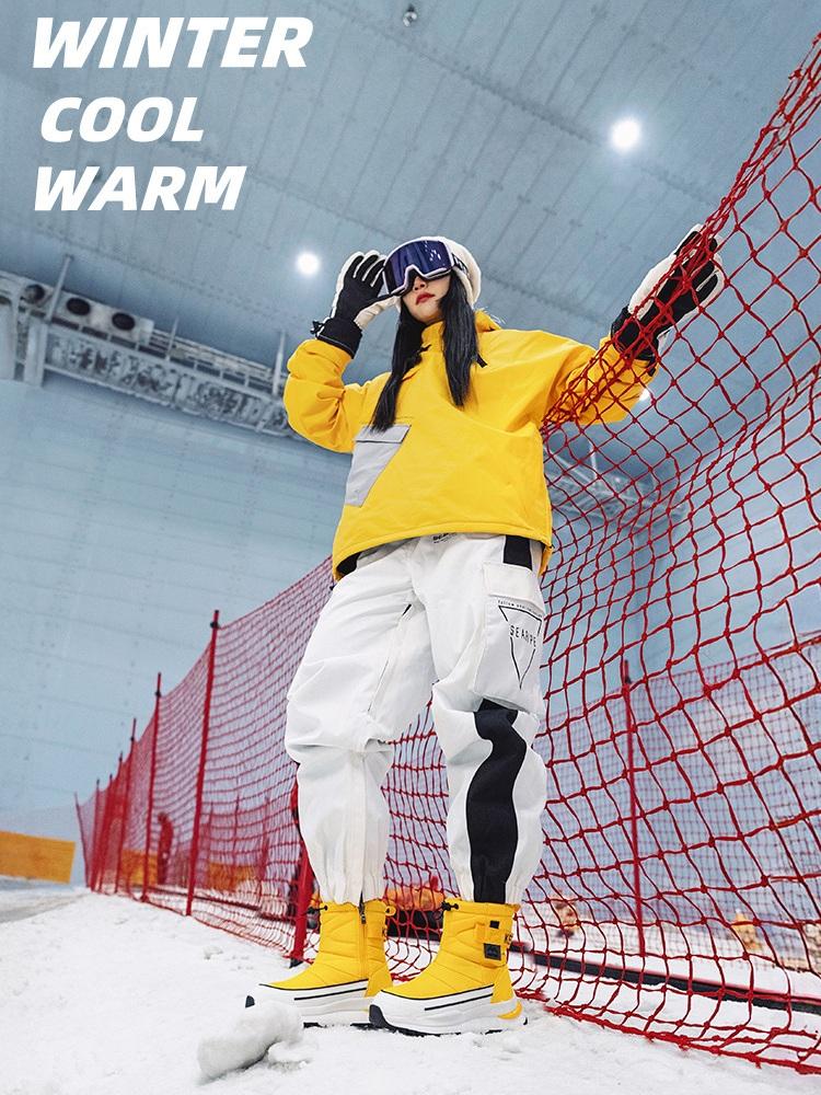 Женские и мужские зимние ботинки с толстым флисом, теплые и нескользящие, короткие ботинки