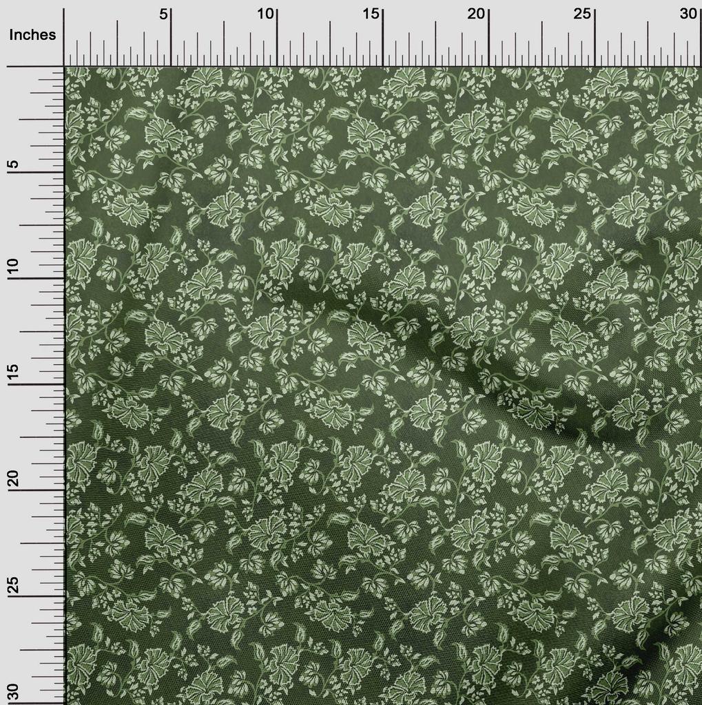 oneOone Cotton Flex Forest Green Fabric Batik Dress Material Fabric Print Fabric By The Yard 40 Inch