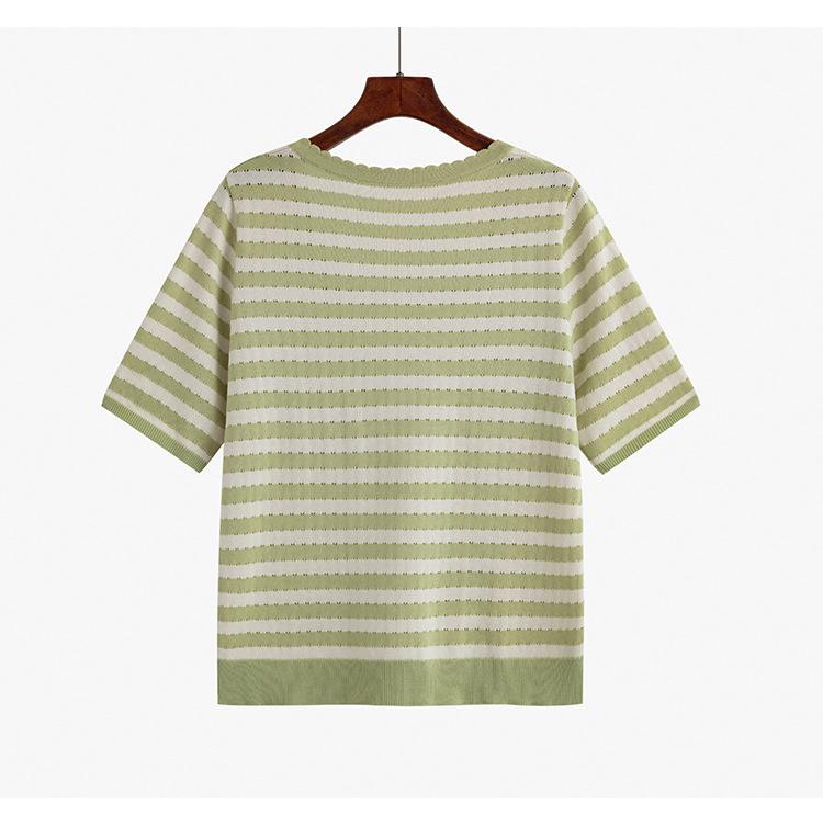 Женская футболка больших размеров с квадратным вырезом в полоску, женские топы с короткими рукавами, летняя свободная трикотажная одежда