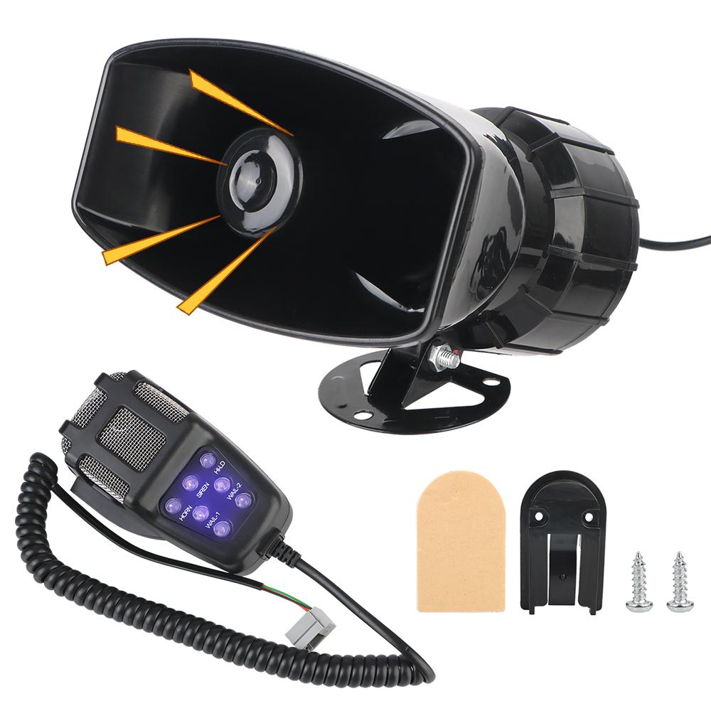 Полицейская сирена, воздушный звуковой динамик для грузовика, автомобиля, автомобильный звуковой сигнал, 7 звуков, 120 дБ, громкий многотональный и клаксоновый звуковой сигнал, автомобильная предупреждающая сигнализация, Мегафон 12 В, 100 Вт