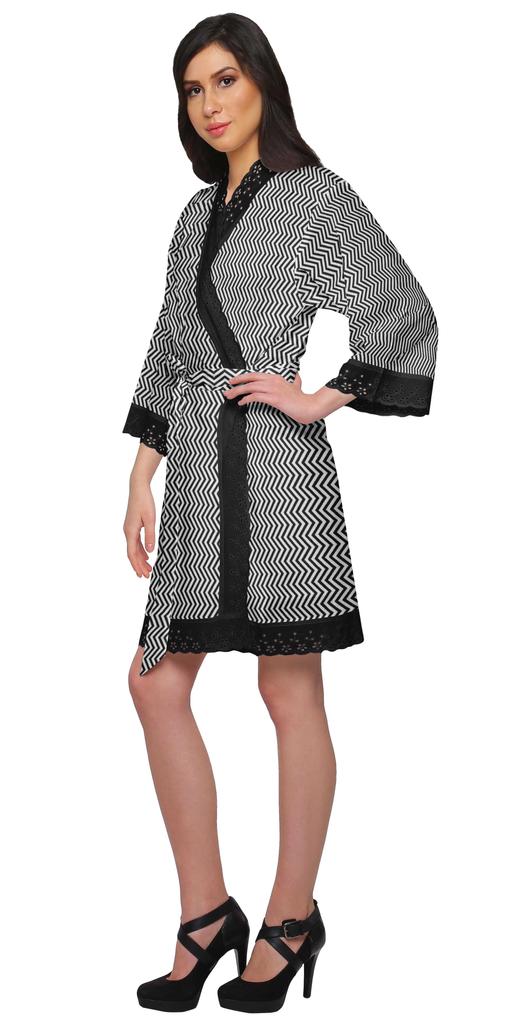 Moomaya Хлопковый набивной халат для женщин Кимоно Готовимся к подружке невестыКружева