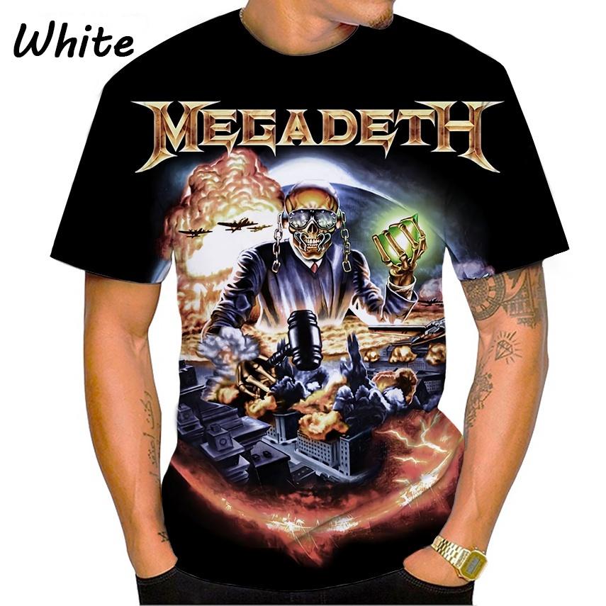Летняя новая мода Megadeth 3D печать повседневная мужская круглая горловина короткий рукав топы футболка