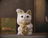 Счастливый Кот Кот Миллионер Поднята Правая Лапа Керамический Счастливый Кот Благоприятный Орнамент Фэн-шуй (M-SIZE Белый) / _ Манэки-нэко (ml_M Белый)