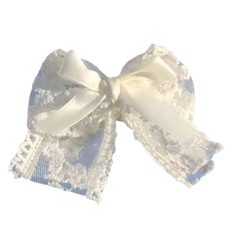 Девочки Кружевная Ожерелье с Воланами и Подвеской на Жемчужной Цепочке Банты из Лент Серьги Зажимы для Волос Ручная Работа Лолита Украшения для Волос