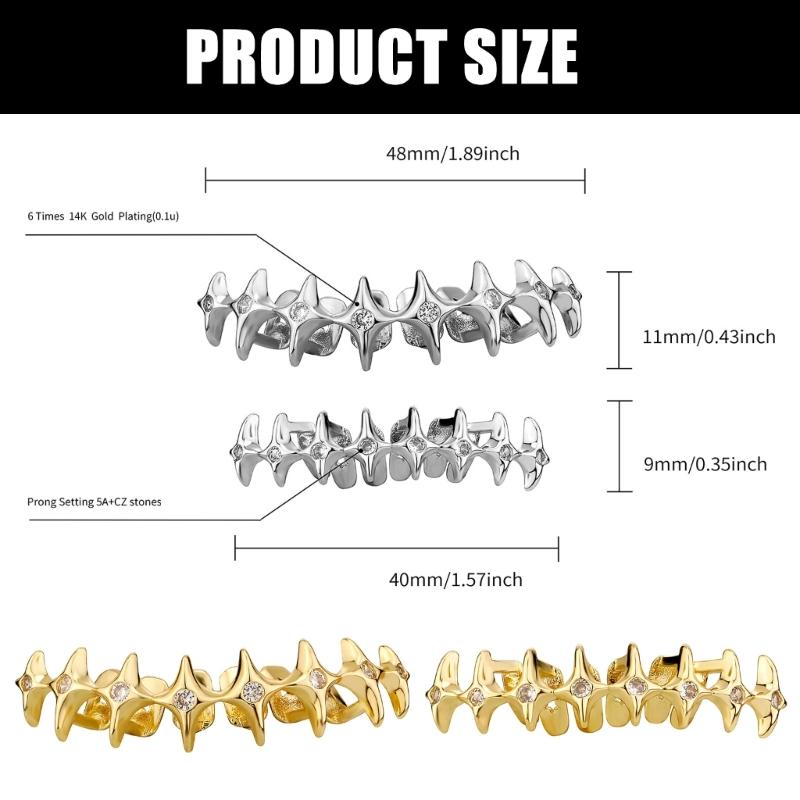 Unisex Star Accented Mouth Grills Present for Hip Hop Fan Comfortable Tooth Grills Suitable for Party and Performances