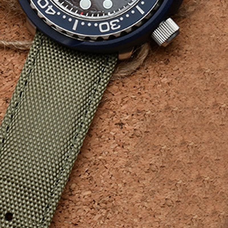 18/20/22mm With Steel Metal Needle Buckle Canvas Watch Strap Outdoor Sports Strap Nylon Watch Band