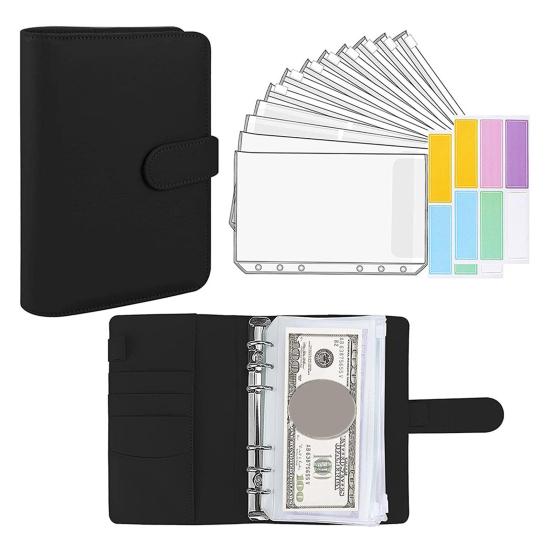 Money Saving Binder with Spending Budget Sheet Money Envelopes Hidden Compartments PVC Waterproof A6 Budget Binder Budget Planner Book