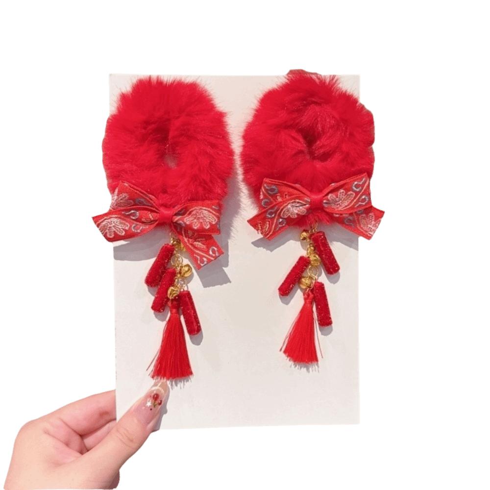 Plush New Year Hair Ties Traditional Children's Hair Ropes  Celebration