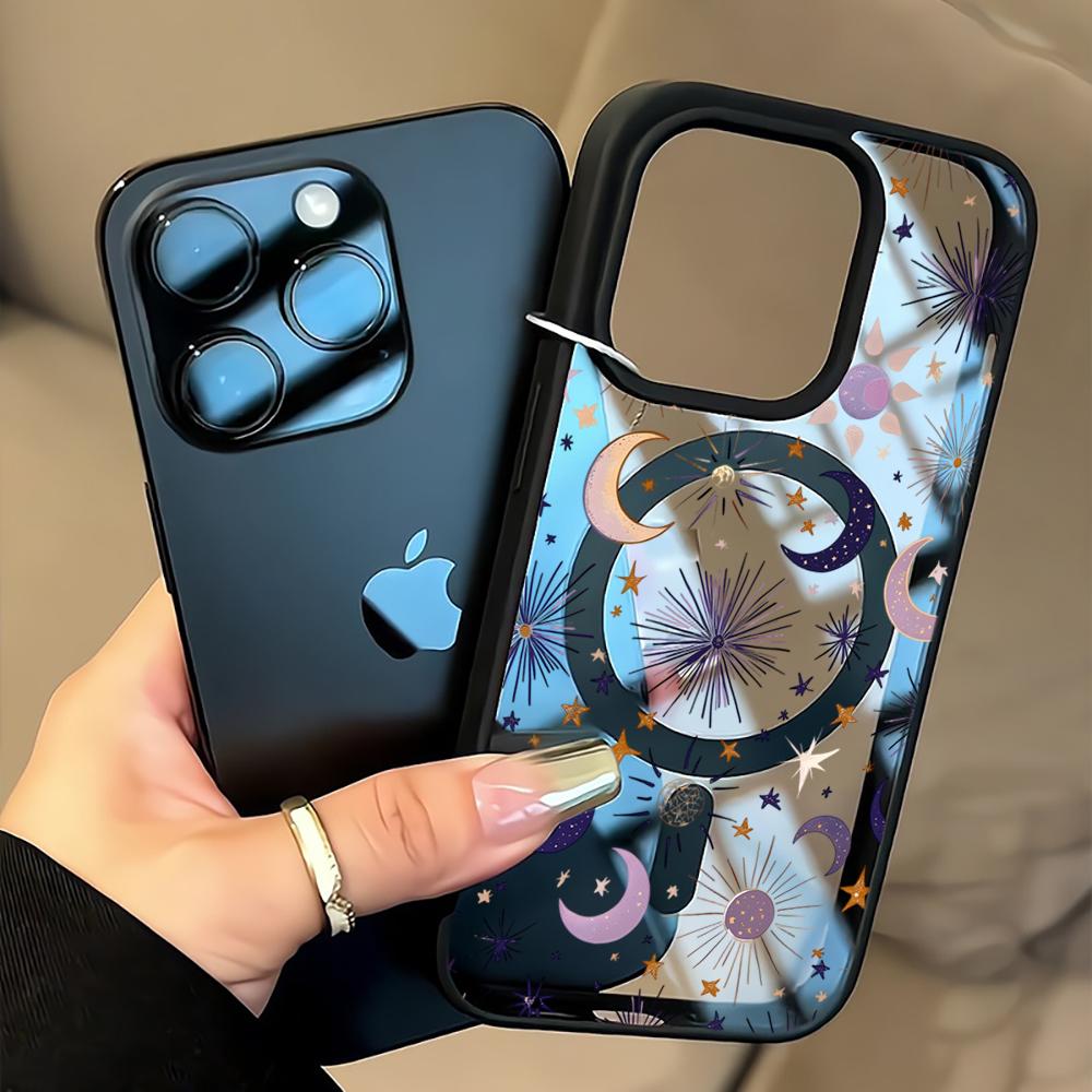 Stars Moon Clear Case For Magsafe 16 15 Pro Max 17 15 14 11 13 12 ProMax Plus Cases Wireless Charing TPU Drop Fundas