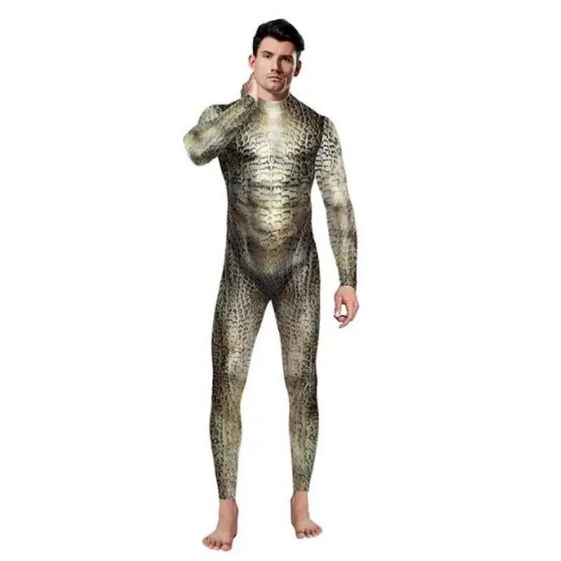 3D крокодиловый принт, косплей, боди, костюм для мужчин и женщин, змеиная кожа, Зентаи, комбинезон для Хэллоуина, костюм для выступлений