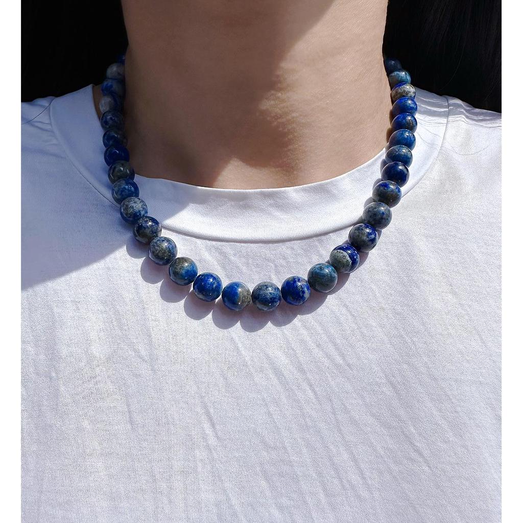 Ожерелье из бусин натурального лазурита класса А: Винтажный китайский стиль чонсам цепочка на ключицу для женщин